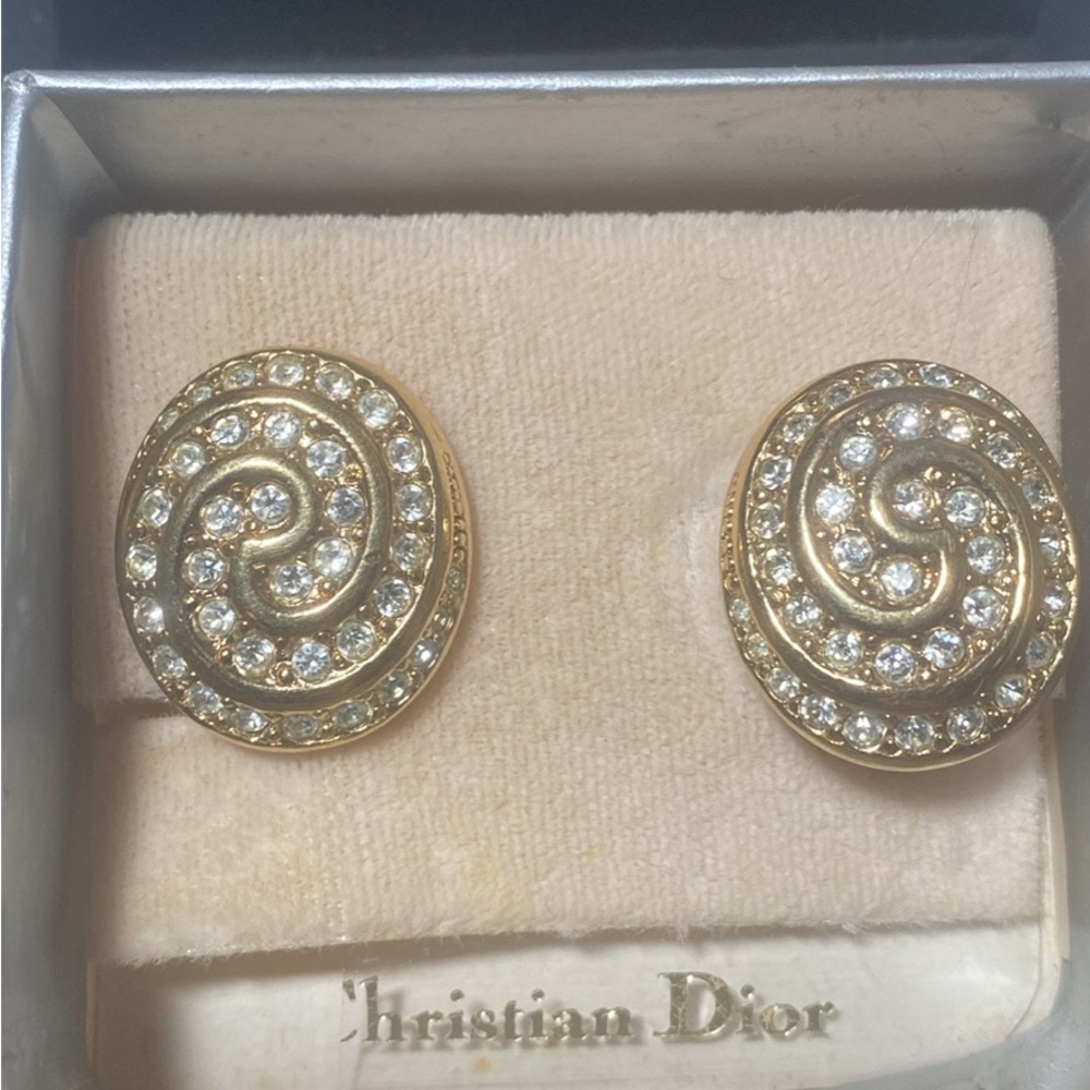Authentic Dior Gold Spiral Earrings